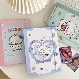 A5 Cartoon Binder | Composition Hardcover Binder | Kpop Photocard Binder | 6 Ring Planner K-pop Binder Bullet Journal Scrapbook Gifts