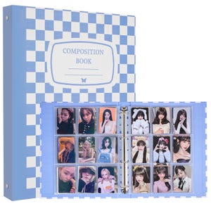 Handmade Checkered A4 | A5 Binder Hardboard Book Card Holder Photo Album Photocard Collect Organzier Book Gifts Photocard binder kpop binder A4 Blue