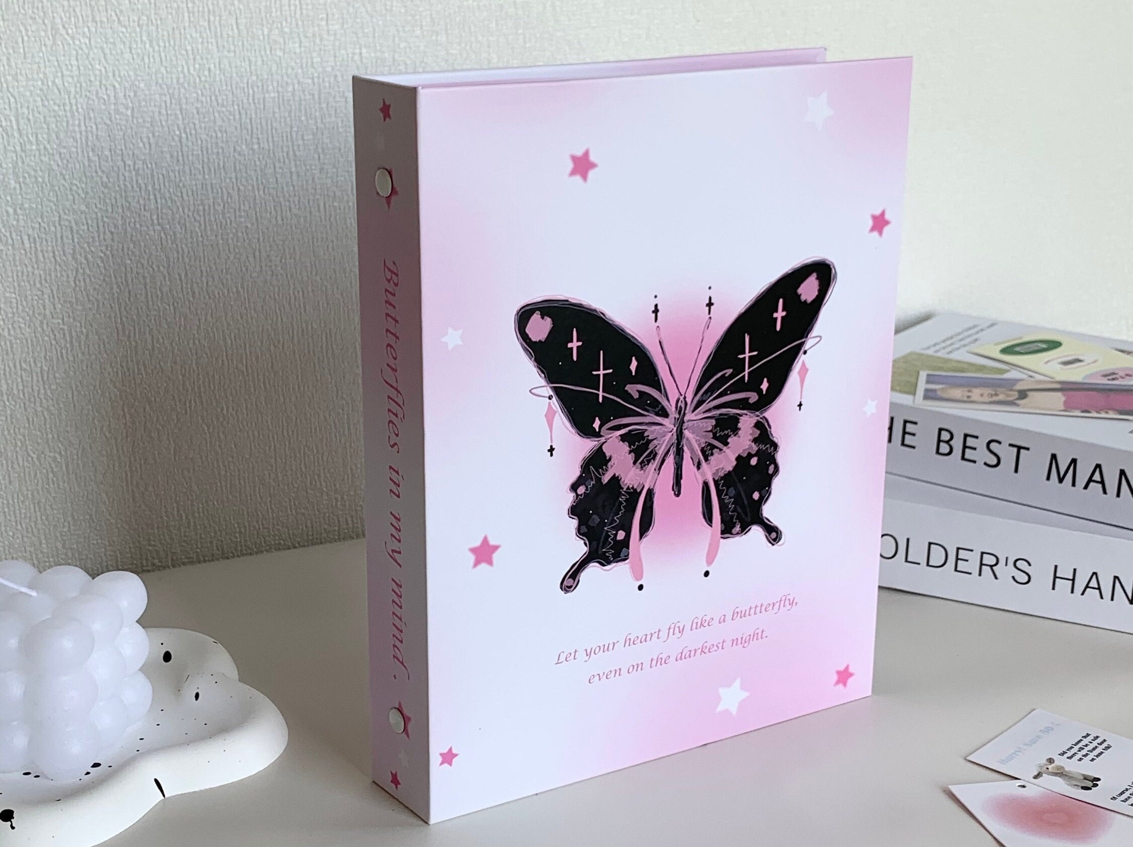 A5 Butterfly Composition Hardcover Binder Kpop Photocard Binder 6 Ring  Planner Binder Kpop Collect Book Journal Scrapbook 
