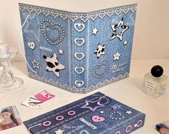 A5 Denim Blue New Jeans Style Composition Hardcover Binder