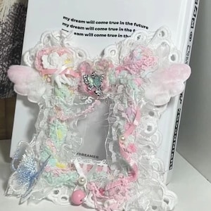 Asas de renda de borboleta personalizadas Cor KPOP carregador de cartão pequeno de 3 polegadas