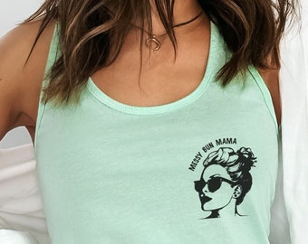 Tank Top | Mom Shirt | Pocket Tee | Mothers Day Shirt | Mama Shirt |Messy Bun | Mom Life | New Mom Gift | Messy Bun Mom | Womens T-Shirts