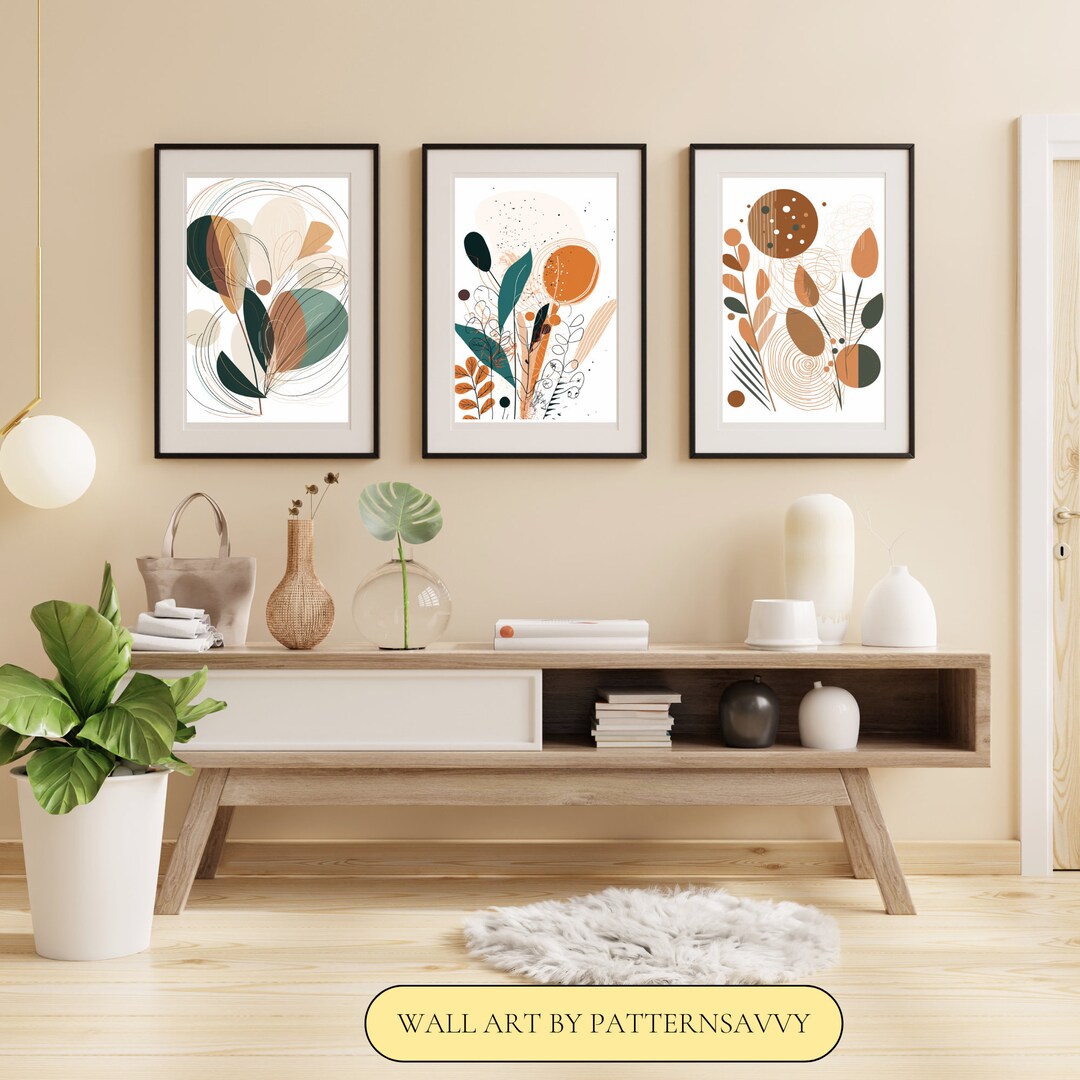Set of 3 Prints Boho Design Wall Art Set of 3 Neutral Wall Etsy