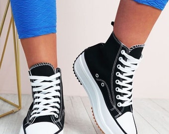 Black chuck high top trainers for ladies