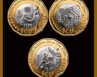 Mexico 20 Pesos (3 Coin Set), 2026 FIFA World Cup, Soccer Mundial Issue Mint