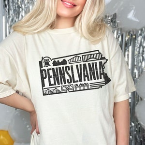T-shirt Comfort Colors Pennsylvania State, chemise Keystone State, chemise Philly State, chemise États-Unis, chemise Road Trip, haut carte Pennsylvanie