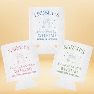 Custom Bachelorette Coolies Foam Can Holders Drink Cooler Sleeve Bridesmaid Favors Drink Cooler Personalized Bachelorette Party Favor