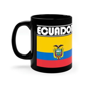 Ecuador Flag, 11oz Black Ceramic Mug