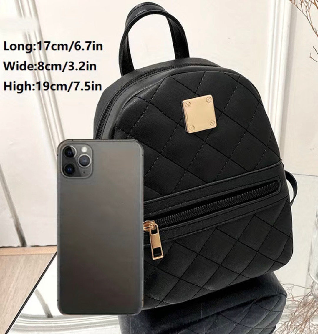 Cute Small Women's Backpack Rhombic Pattern Backpack With Etsy UK