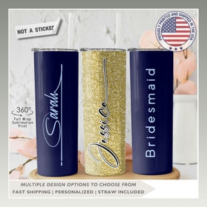 Bridesmaid Gift, Personalized Tumbler, 20oz Stainless Steel Tumbler with straw, Bachelorette Party, Bridesmaid Proposal, Wedding Cups