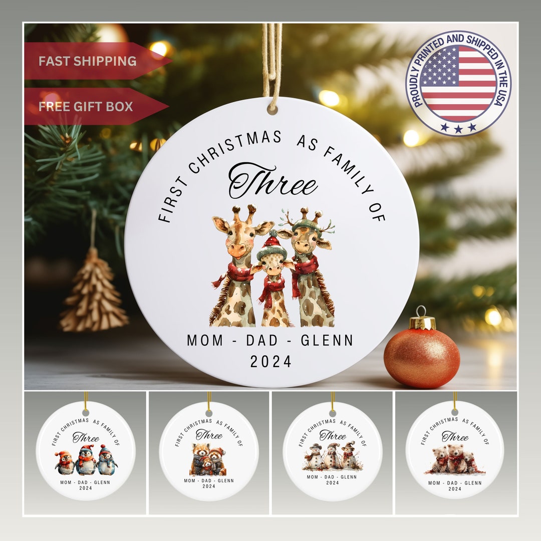 Personalized Baby's First Christmas, First Christmas as Family of Three ...