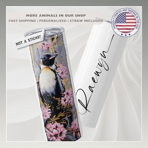 Personalized Penguin Tumbler, Penguin Lover Gift, Penguin Gift for Women, Cute Penguin Tumbler, Custom Name Cup, Custom Penguin Mug