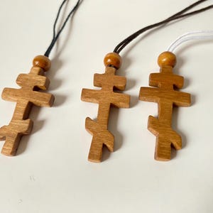 Handmade Orthodox Cross from Cherry - Unique Wooden Christian Pendant