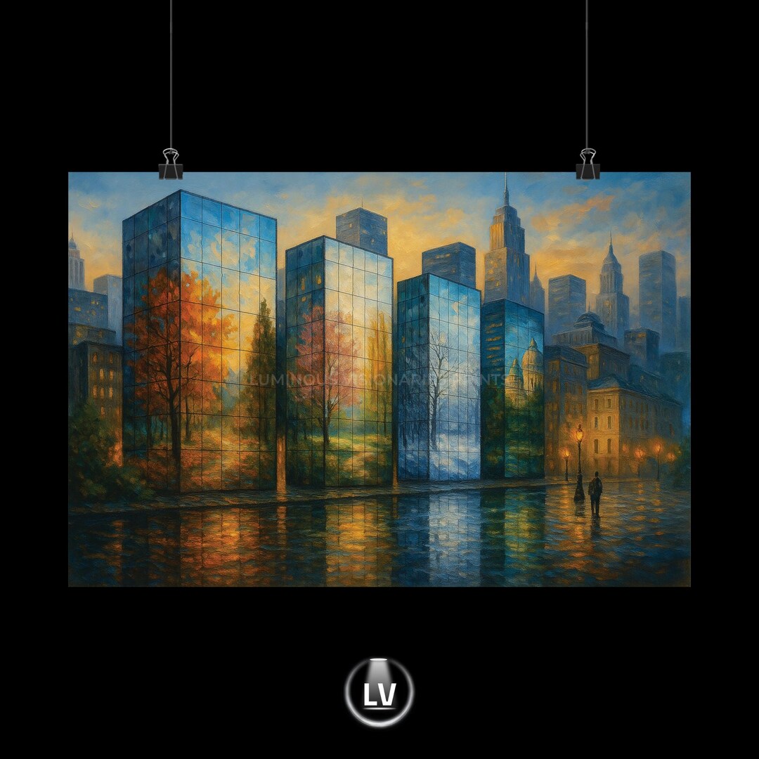 Cityscape Wall Art: Urban Reflection Poster - Matte Vibrant Print ...