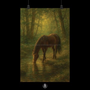 Serene Horse Poster, Rustic Home Decor, Nature Wall Art, Equestrian Gift, Equine Decor for Horse Lovers | APA #13