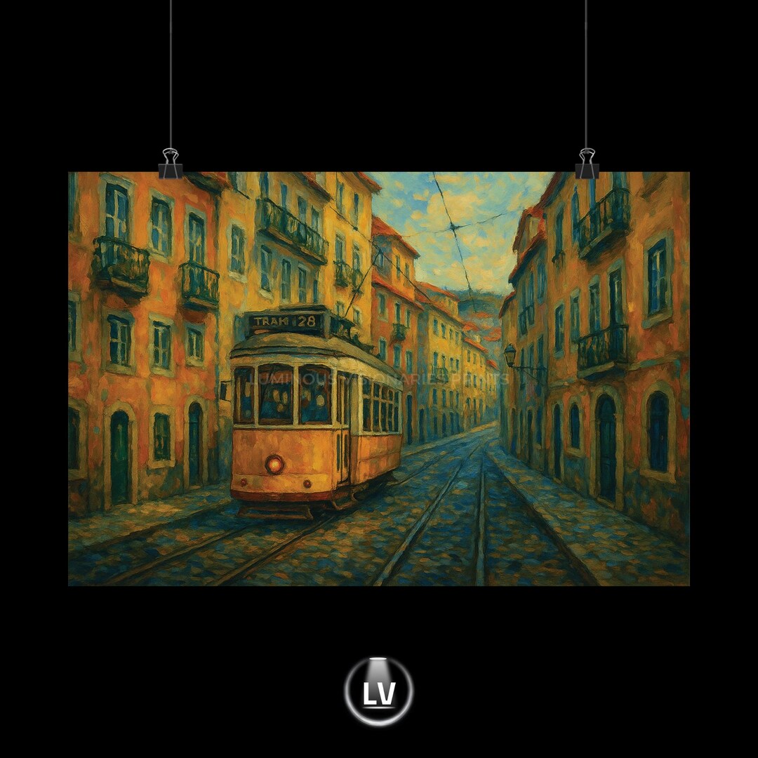 Portugal Lizbona, Charming Vintage Tram Horizontal Poster, Wall Art ...