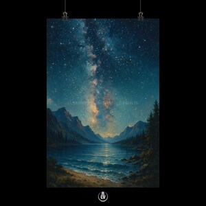 Gelassener Nachthimmel Poster, Sternenhimmel Wandkunst, Natur Dekor, Dekoration, Geschenk für Astronomie-Liebhaber | APLS #44