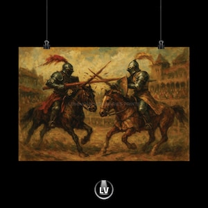 Knight Duel Matte Poster, Vintage Art Print, Medieval Decor, Historical Wall Art, Unique Gift for History Lovers | APMD #2