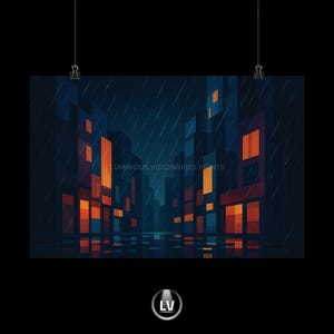 Urban Rainy Night Poster, Modern Wall Art, Home Decor, Aesthetic Prints, Gift for City Lovers, Cozy Atmosphere | APAG #20