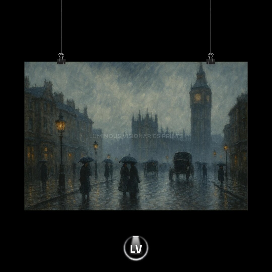 London Cityscape Poster: Matte Finish - Vintage Rainy Scene | APACS #16 ...