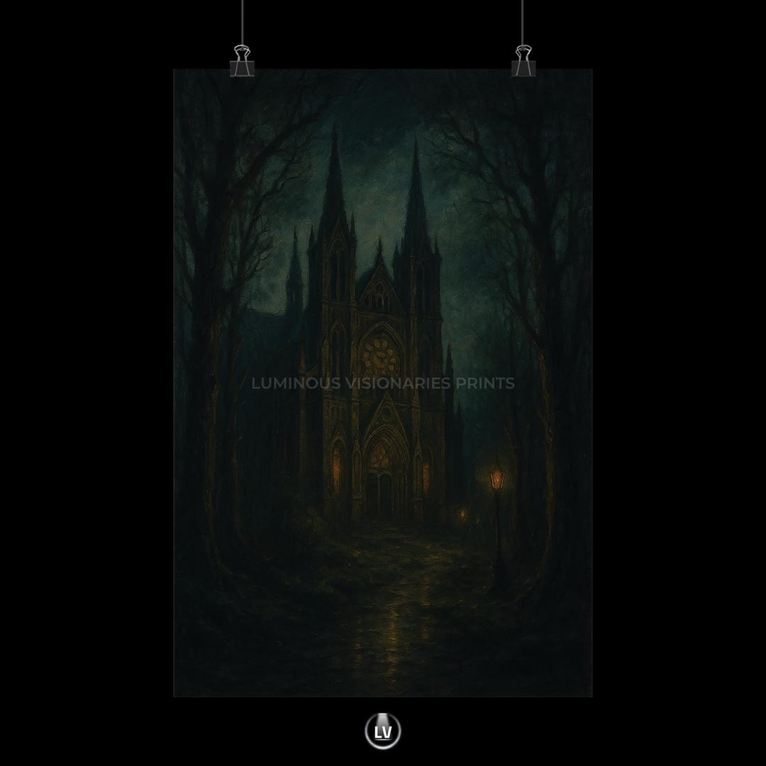 Gothic Night Poster - Dark Vintage Art, Wall Decor for Halloween, Home ...