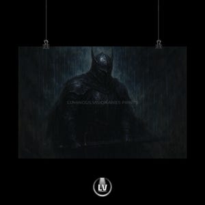 Pôsteres horizontais foscos do Cavaleiro das Trevas, arte de parede de fantasia, decoração gótica, arte para home theater, presente exclusivo para ele, decoração de caverna masculina | APMD nº 5