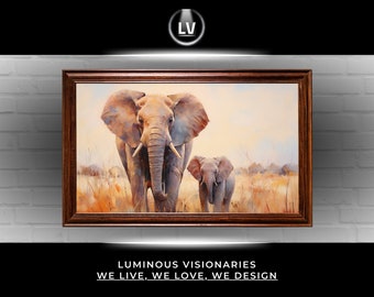 Serenade of the Savanna: Wild Elephants in Oil | PRINTABLE | Digital Download | APA #5