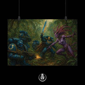 Ultramarines vs Slanesh Matte Horizontal Posters, Artwork for Gamers, Wall Decor for Ultramarines, Gifts for Sci-Fi Fans | APVGWH40 #3