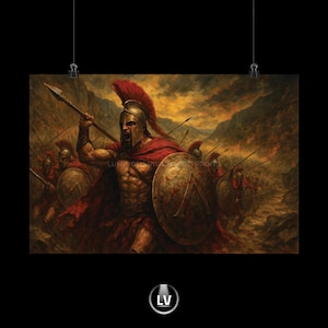 Bold Spartan Wall Art, Matte Horizontal Posters for Home Decor, Warrior Artwork, Gift for History Lovers, Vintage Military Decor | APMT #3