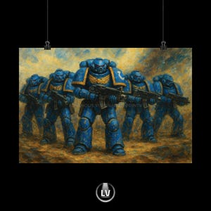 Ultramarines Squad Matte Horizontal Posters, Blue Space Marines Art Print, Sci-Fi Decor, Gaming Room Wall Art, Gift for Gamers | APVGWH40 #2