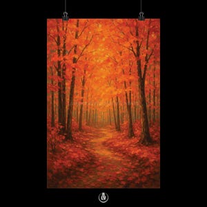 Herbstwald Matte Vertikale Poster, Herbst Wand Kunst Drucke, Gemütliches Wohn Dekor, Geschenke Natur, Saisonales Kunstwerk | APLS #82