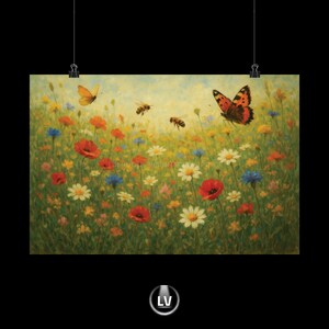 Floral Butterfly Art Print, Matte Horizontal Posters for Home Decor, Vintage Style Wall Art, Nature Inspired Gift, Floral Art | APPT #18