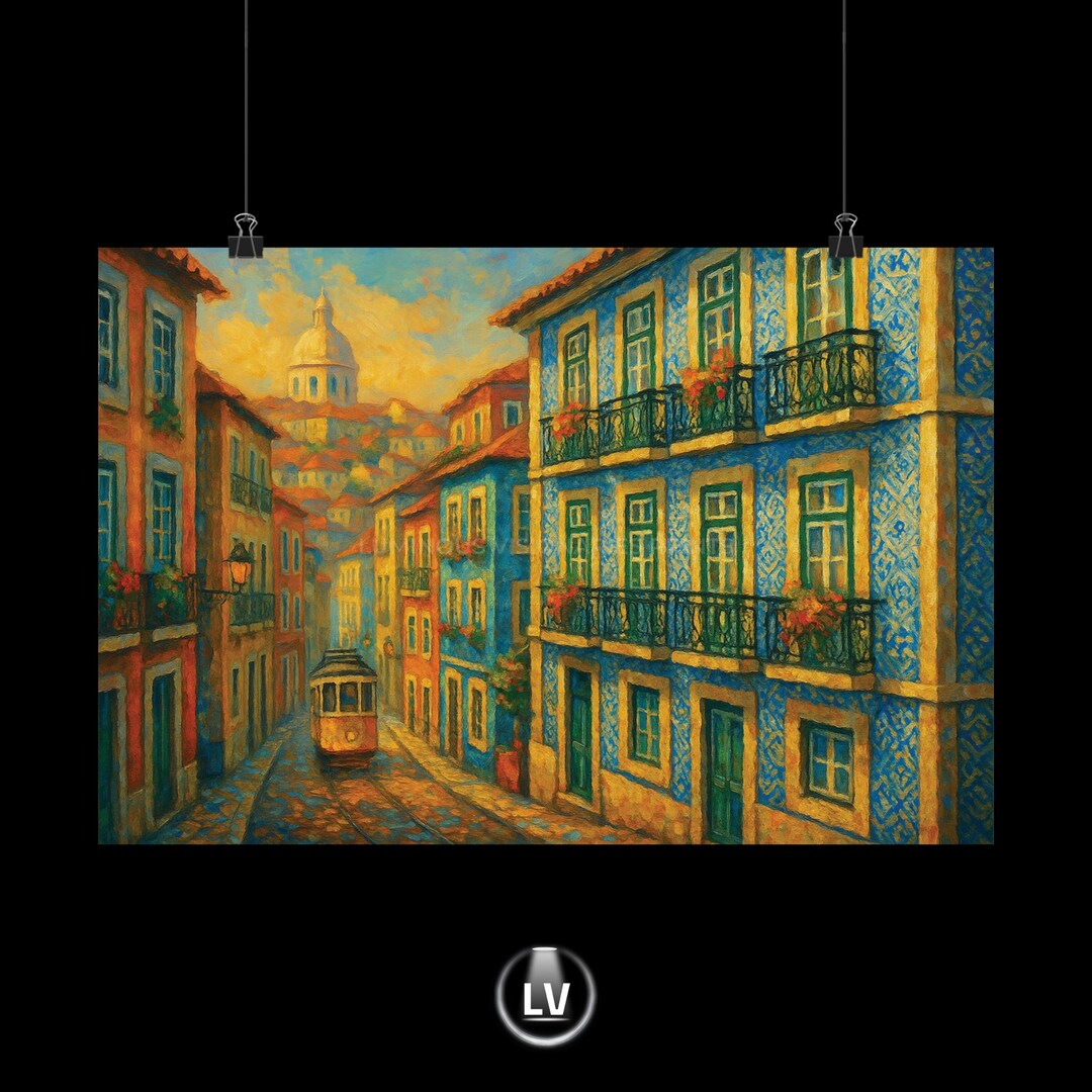 Horizontal Wall Art Poster: Vintage Cityscape - Matte Finish Print ...