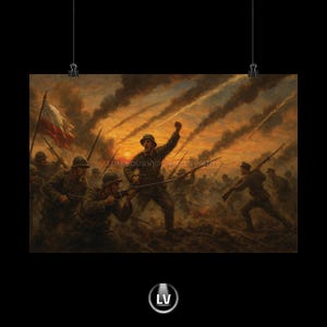 Die Schlacht von Warschau 1920, Historisches Schlachtfeld Matte Horizontales Poster, Wandkunst, Militär Dekor, Vintage Kunstwerk, Zuhause und Büro | APMT #11