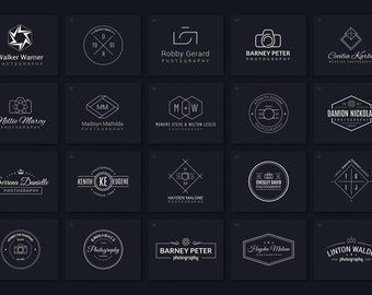 20 Photography Vector Logo Templates 2, AI, EPS, PSD, Editable Logos, Photography, Photo, Logo Bundle, Logo Pack, Camera, Photographer Logo