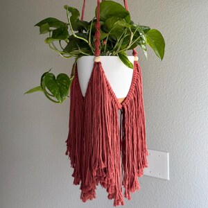 Handmade Macrame Plant Hanger: Boho Fringe Hanging Planter