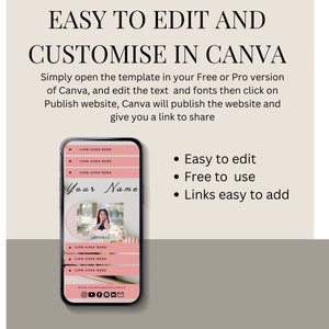 Tiktok Link In Bio Templates Canva, Instagram Landing Page, Instagram linktree template, Canva Bio Link Template, Tiktok bio Link Page