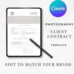 Photography Client Contract Template | Wedding Photography Contract Template | Booking Form | Photoshop Template | Word Template