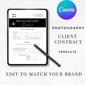Photography Client Contract Template | Wedding Photography Contract Template | Booking Form | Photoshop Template | Word Template