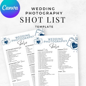 Wedding Photography Shot List | Planning Checklist | Wedding Photography Contract | Wedding Photo Checklist | Digital Download