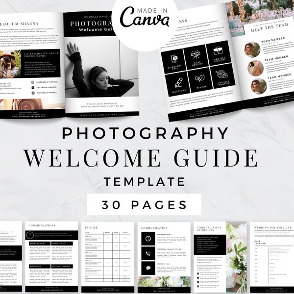Client Welcome Packet | Welcome Guide Template | Client Guide Template | Styling Guide Photography | Photographer Brochure | Canva Template