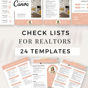 Lijstchecklist voor makelaars, bewerken in Canva, sjablonen voor kopers en verkopers, makelaarsmarketing, sjablonen voor makelaars