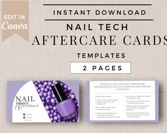 Manicure Aftercare Instruction Cards - 50pk Business Cards For Nail Salon Clients