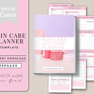 Skincare Routine | Editable Esthetician Templates | Custom Skincare Planner | 7 Day Skincare Tracker | Digital Planner | Beauty Journal