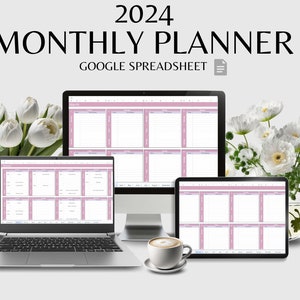 Monthly Calendar Spreadsheet Template Google Sheets | Task Tracker | Daily Calendar | Digital Calendar 2024 2025 | To-Do List | Goal Tracker