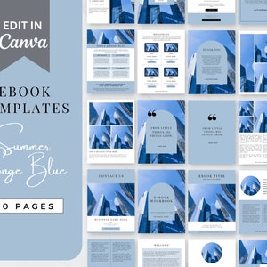 Canva e-boeksjabloon | Loodmagneetsjabloon | E-boekomslag | Schoonheid E-boek | Digitale download geen fysiek bestand | Werkboek Ebook, Blauw-