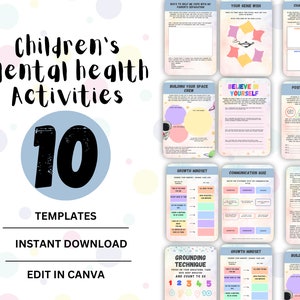 Mental Health | Kids Therapy | Coping Skills For Kids | Canva template, Digital Download | School Counselling Resources | Therapy Worksheets
