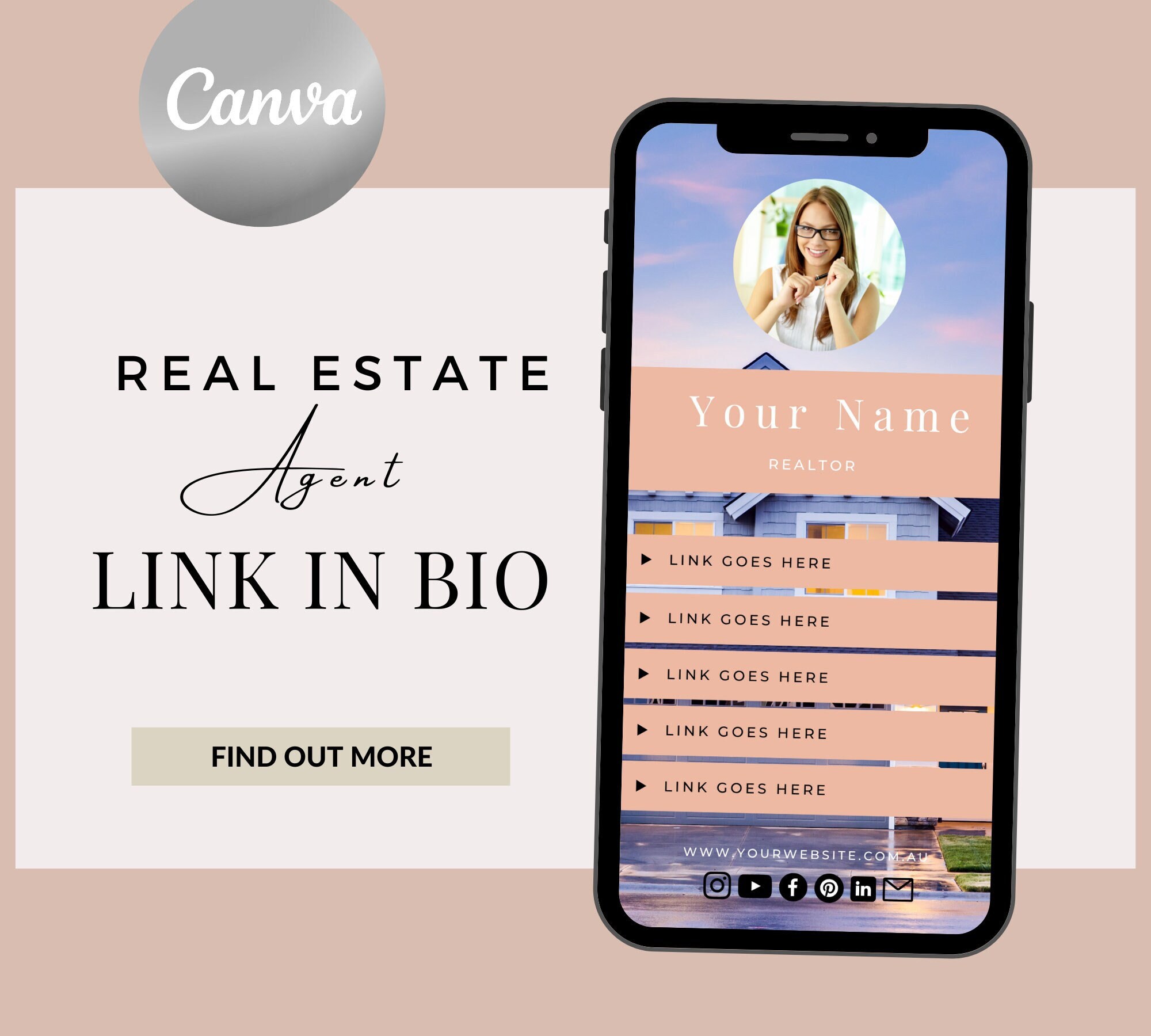 Real Estate Link in BIO Template, CANVA Landing Page, Tiktok TEMPLATE ...