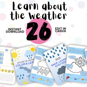 Apprenez le cahier d’exercices météo| Livre de coloriage Montessori| Cahier d'exercices préscolaire | Éducatif imprimable | Téléchargement instantané | ressource pour l'école à la maison