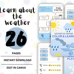 Apprendre la météo Cahier d'exercices| Livre de coloriage Montessori | Cahier d'exercices préscolaire | Éducatif imprimable | Téléchargement instantané | ressource pour l'école à la maison